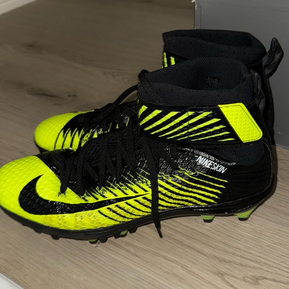 Nike Mens Football Cleats Black /Yellow Shoe Lacrosse Lunarbeast Elite TD Sz 12